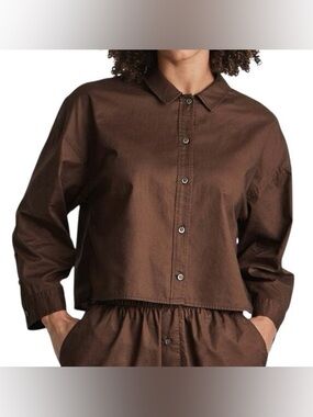 Everlane The Woven PJ Top Cropped Chestnut Size Extra Small XS NWT